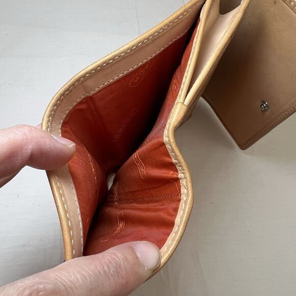 Coach Signature TriFold Wallet Monogram Logo Canvas Leather Jacquard Vintage Y2K - Picture 8 of 11